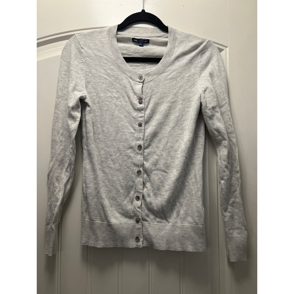 GAP Light Gray Crewneck Button Cardigan